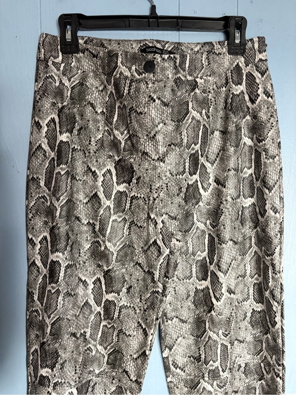 Boohoo Grey Snake Print Faux Leather Pants